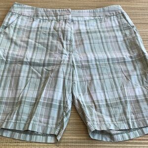 Basic Editions  Bermuda  Plaid Green Women’s Shorts 100% Cotton Size 12